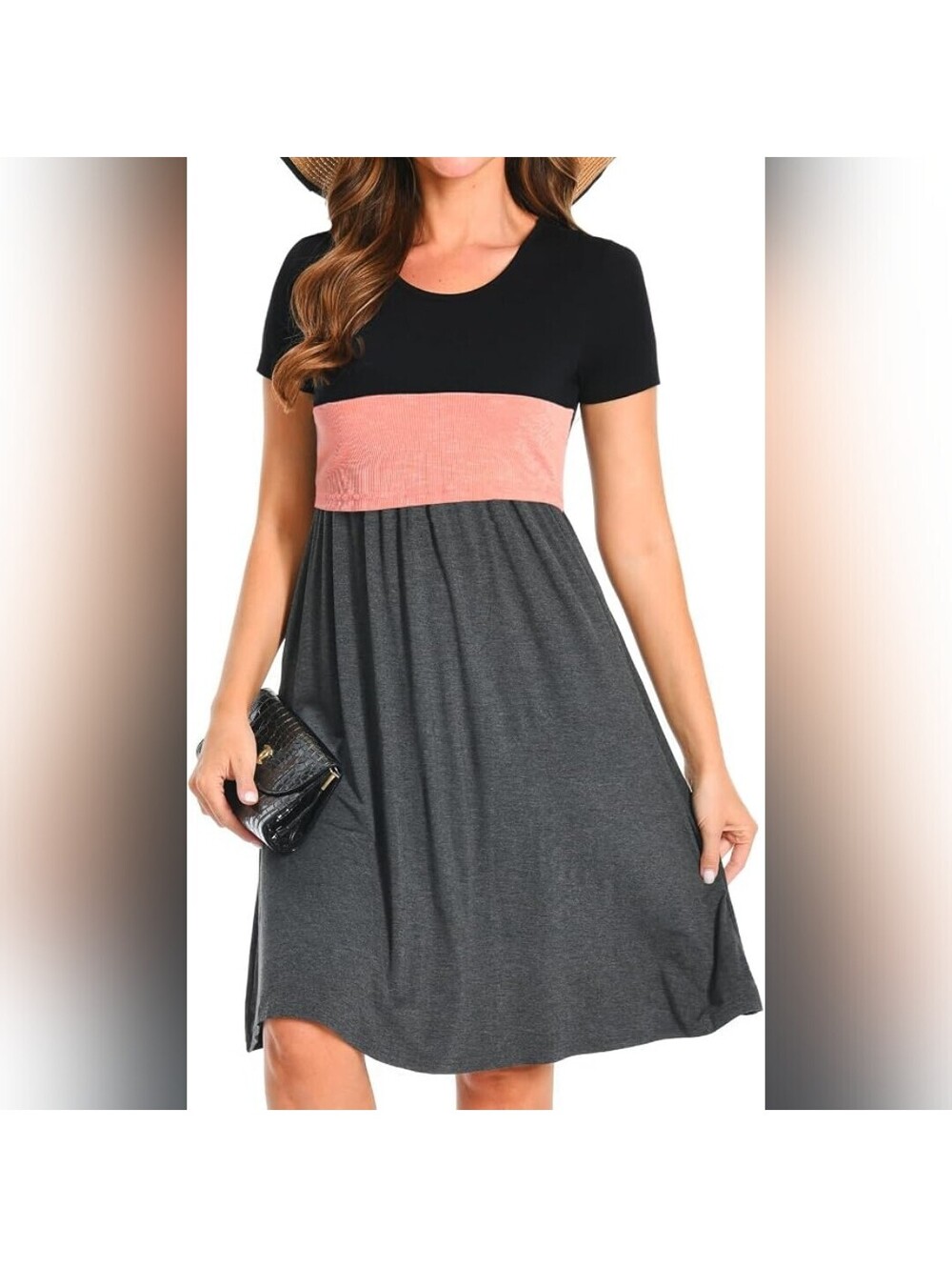 NWT Bearsland Women’s Black Pink Gray Patchwork Nursing Maternity Dress, XXL